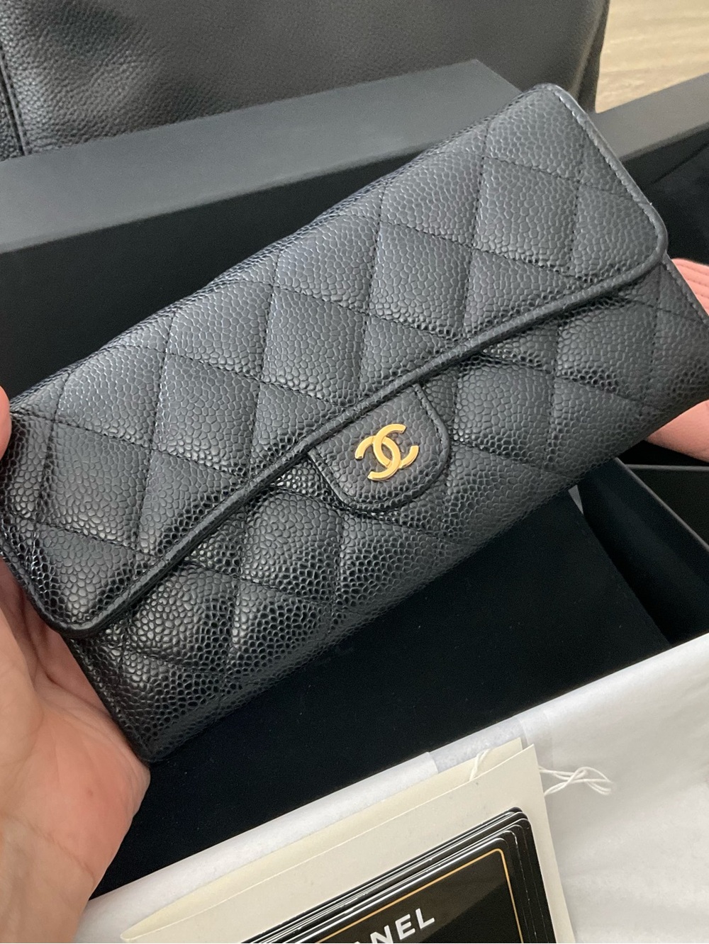CHANEL BUNDLE Black Leather Tote, Long Flap Wallet, Zip Wallet - Picture 2 of 16